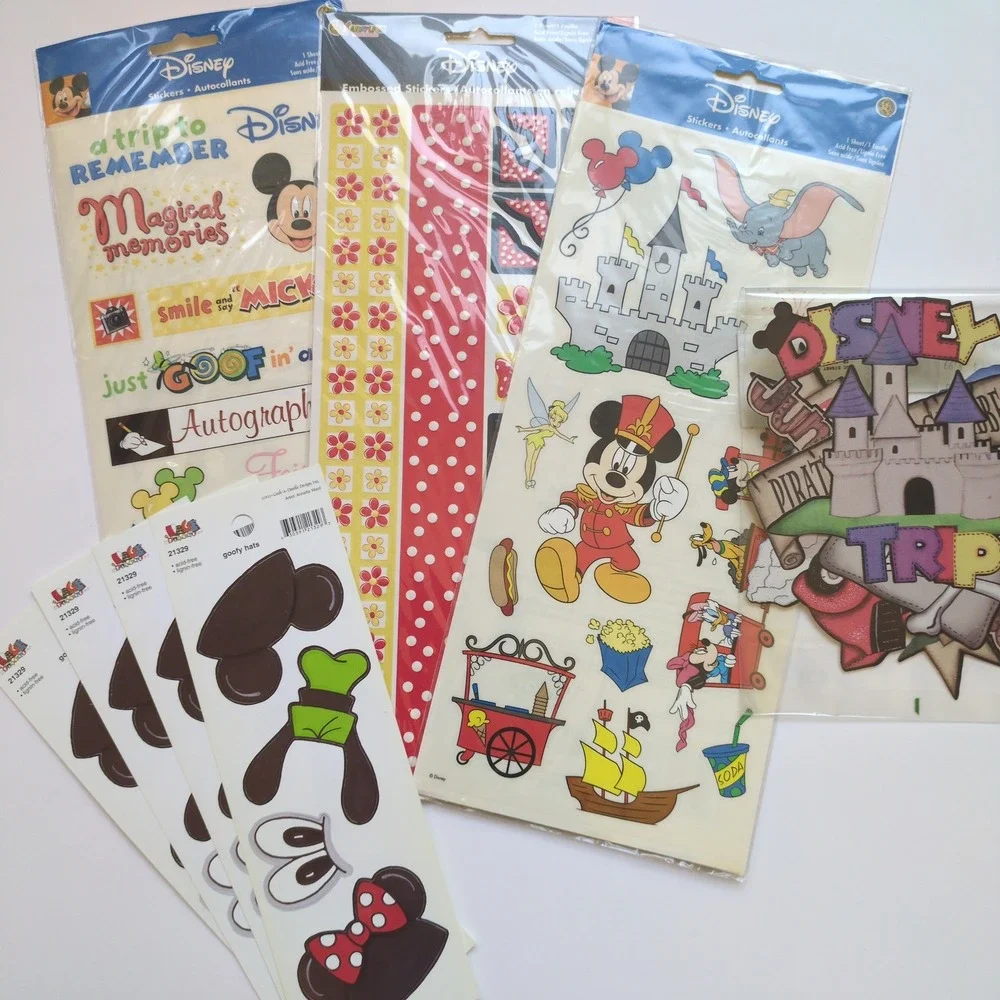 Vtg Sandylion Disney Scrapbook Stickers & Die Cut Lot‎ Mickey Minnie Goofy Trip